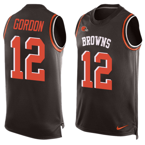 Men's Limited Josh Gordon Nike Jersey Brown - #12 Player Name & Number Tank Top NFL Cleveland Browns